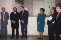 Wizyta władz CCSU w Centrum Kształcenia Ustawicznego: (od lewej) prof. Andrzej Wiszniewski, Rektor PWr;  dr John Wright, CCSU; tłumacz; Elizabeth Wasiutynski, CCSU; prof. Andrzej Mulak, Rektor PWr; dr inż. Zofia Krokosz-Krynke, kierownik PASB